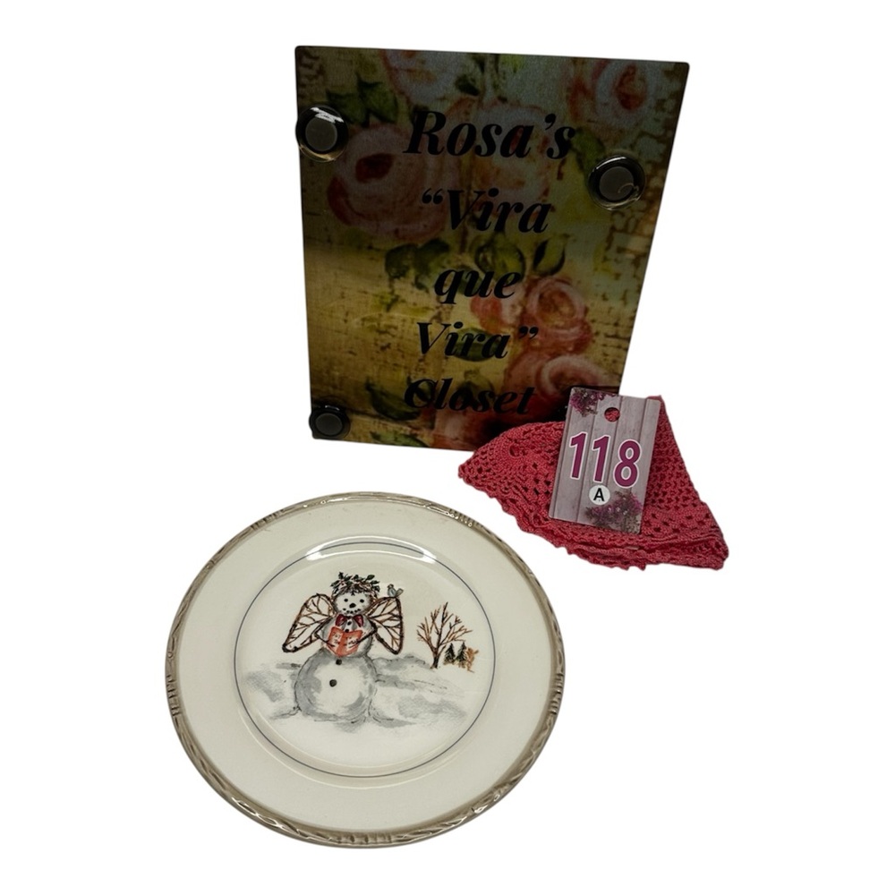 American Atelier Snow Angel Ceramic Salad Plate